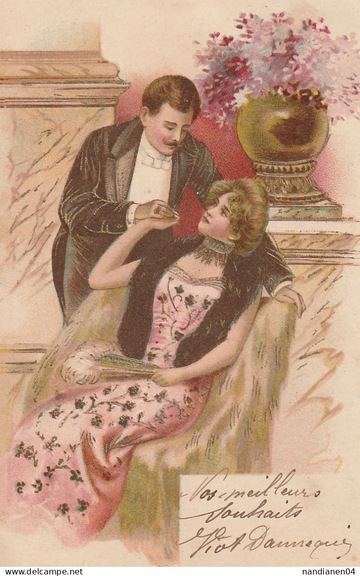 CPA - Illustrateur - Gaufrée - Style Viennoise- Couple  - - Before 1900