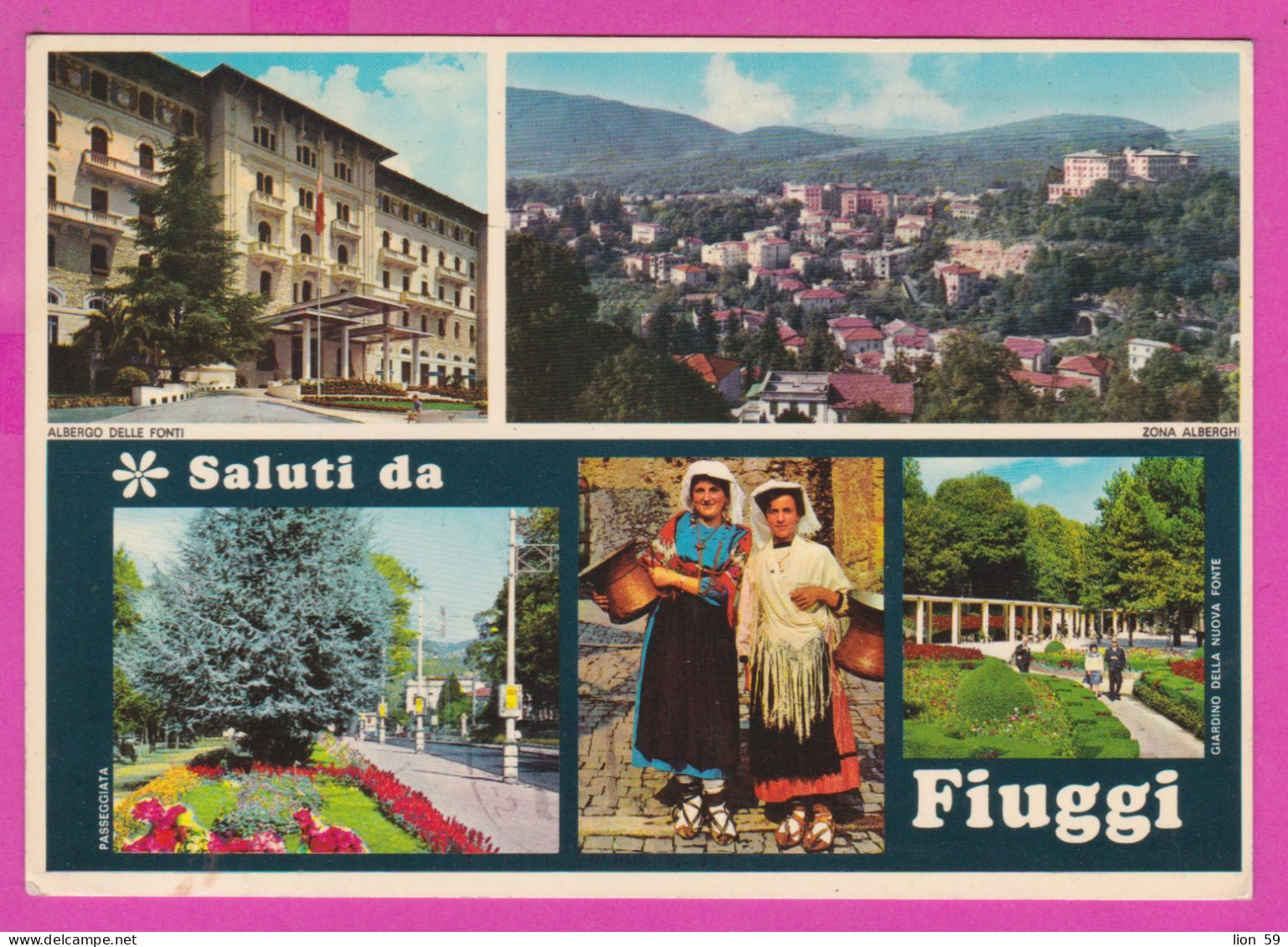 293936 / Italy - Saluti Da FIUGGI , Folk Costume Panorama City  PC 1970 Fiuggi Fonte USED - 25+25 L Coin Of Syracuse - 1961-70: Marcofilie