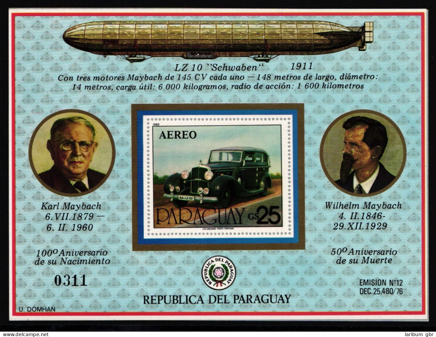 Paraguay Block 349 Postfrisch Zeppelin #IH145 - Paraguay