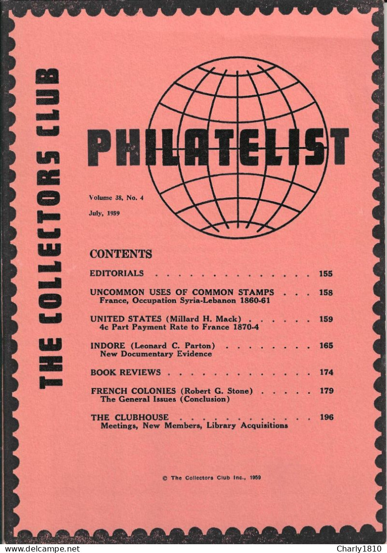 The Collectors Club - Volume 38,  No 4 July 1959 - Philatelie Und Postgeschichte