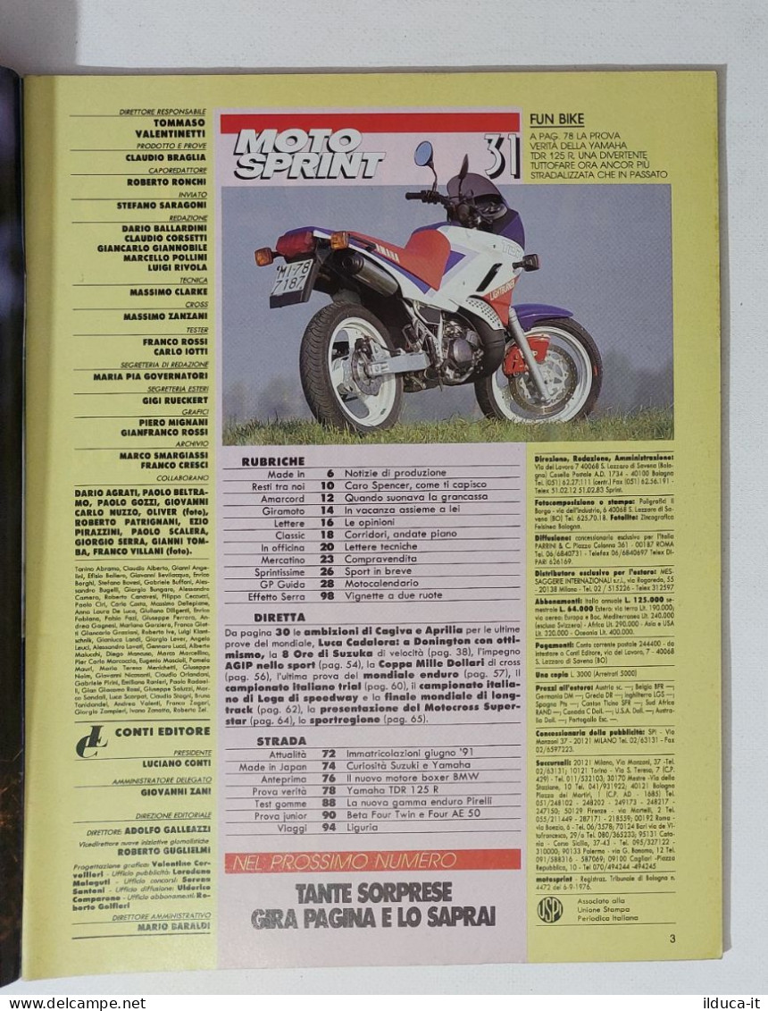 34705 Motosprint A. XVI N. 31 1991 - Aprilia E Cagiva All'attacco -Suzuki Katana - Moteurs