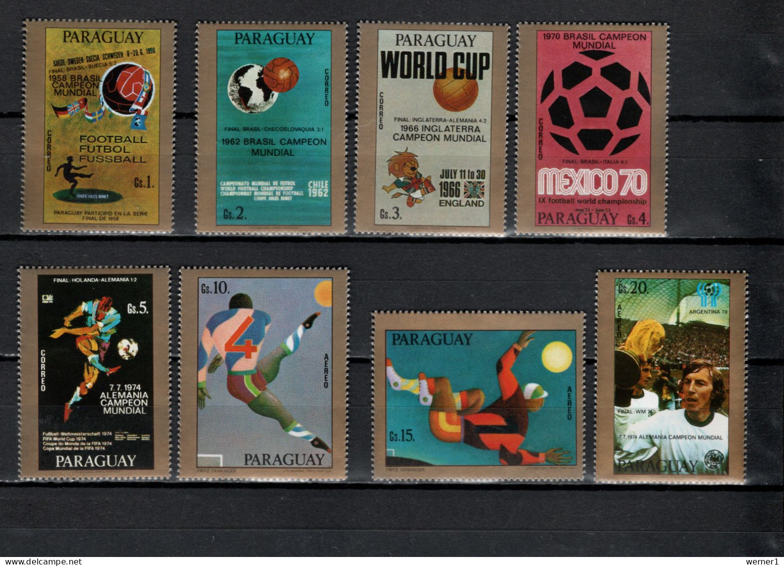 Paraguay 1977 Football Soccer World Cup Set Of 8 MNH - 1978 – Argentina