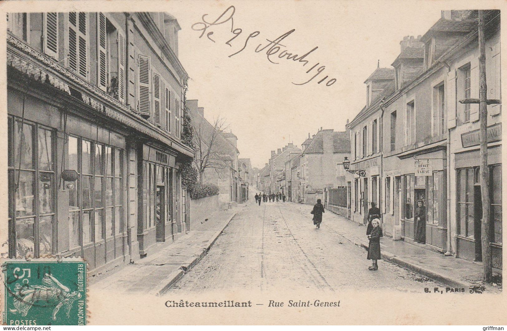 CHATEAUMEILLANT RUE SAINT GENEST DEBIT DE TABAC 1910 TBE - Châteaumeillant