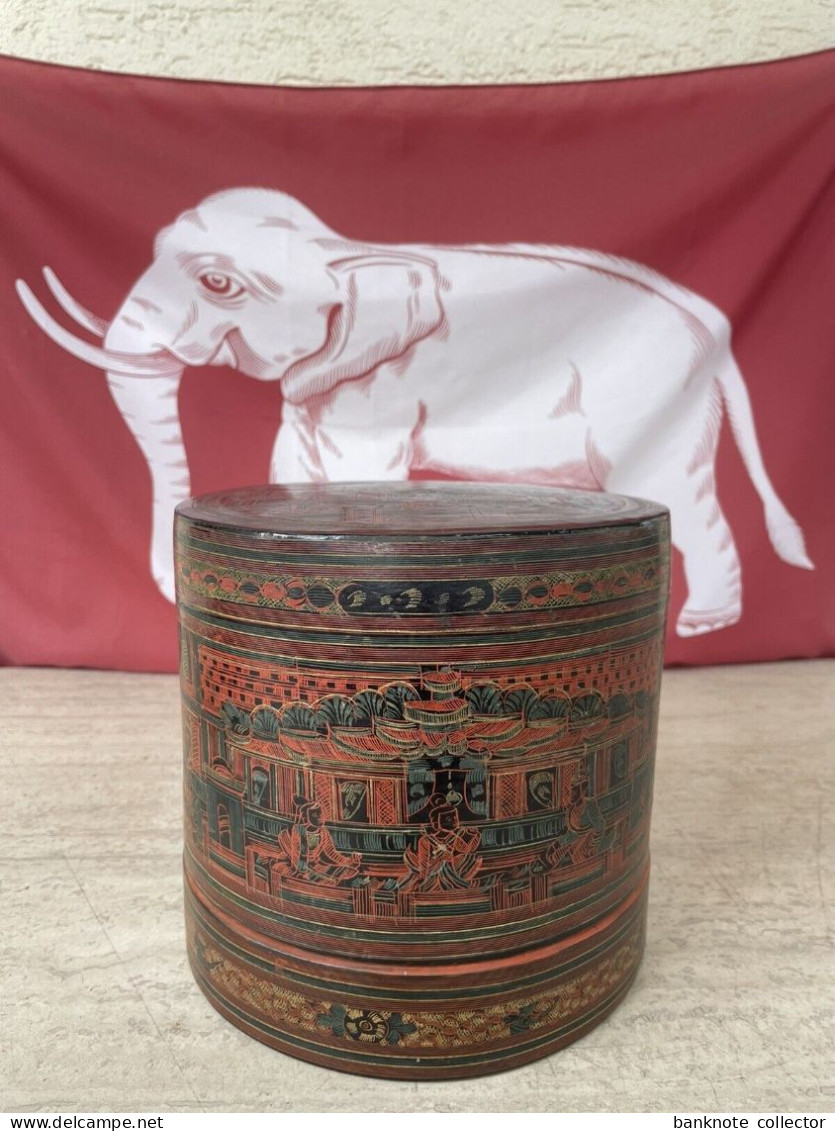 Große Schöne Antike Lacquerware - Lackdose - Hsun Ok - Burma - Myanmar - Siam ! - Asiatische Kunst
