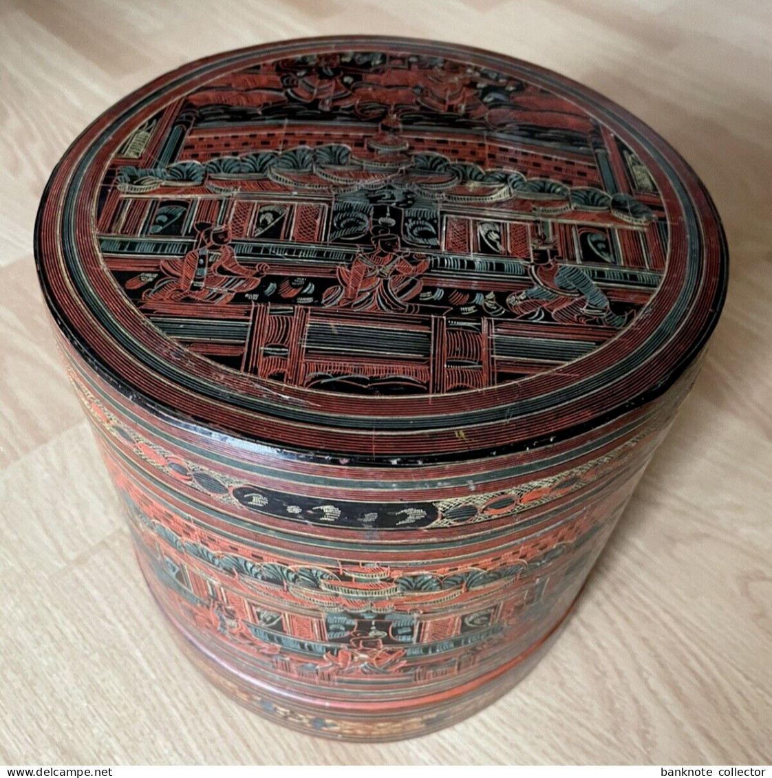 Große Schöne Antike Lacquerware - Lackdose - Hsun Ok - Burma - Myanmar - Siam ! - Asiatische Kunst