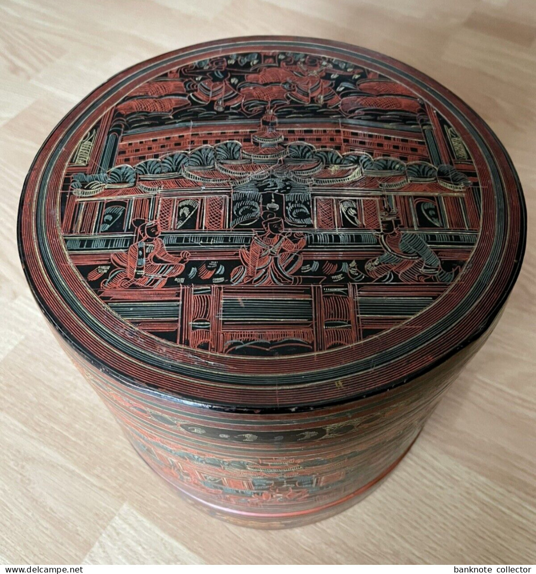 Große Schöne Antike Lacquerware - Lackdose - Hsun Ok - Burma - Myanmar - Siam ! - Asian Art