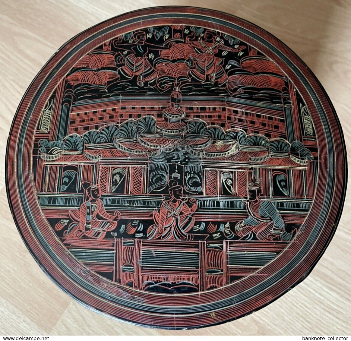 Große schöne antike Lacquerware - Lackdose - Hsun Ok - Burma - Myanmar - Siam !