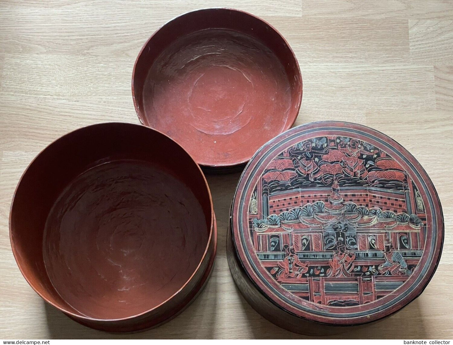 Große schöne antike Lacquerware - Lackdose - Hsun Ok - Burma - Myanmar - Siam !