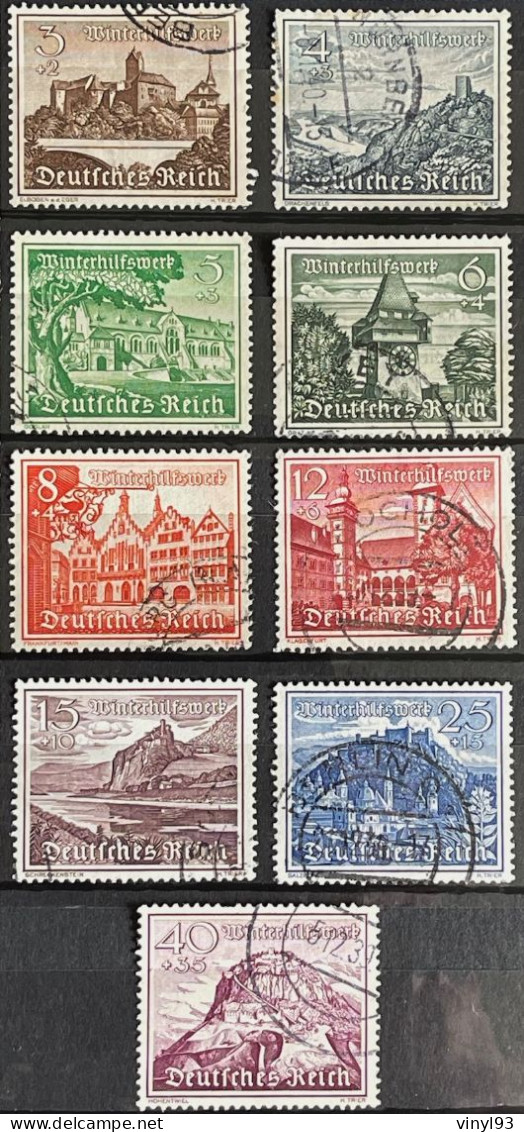 1939 - Deutsches Reich - Les 9 Grands Timbres Oblitérés à La Suite - MI Du N°730 Au 738 - "Secours Hivernal" - Oblitérés