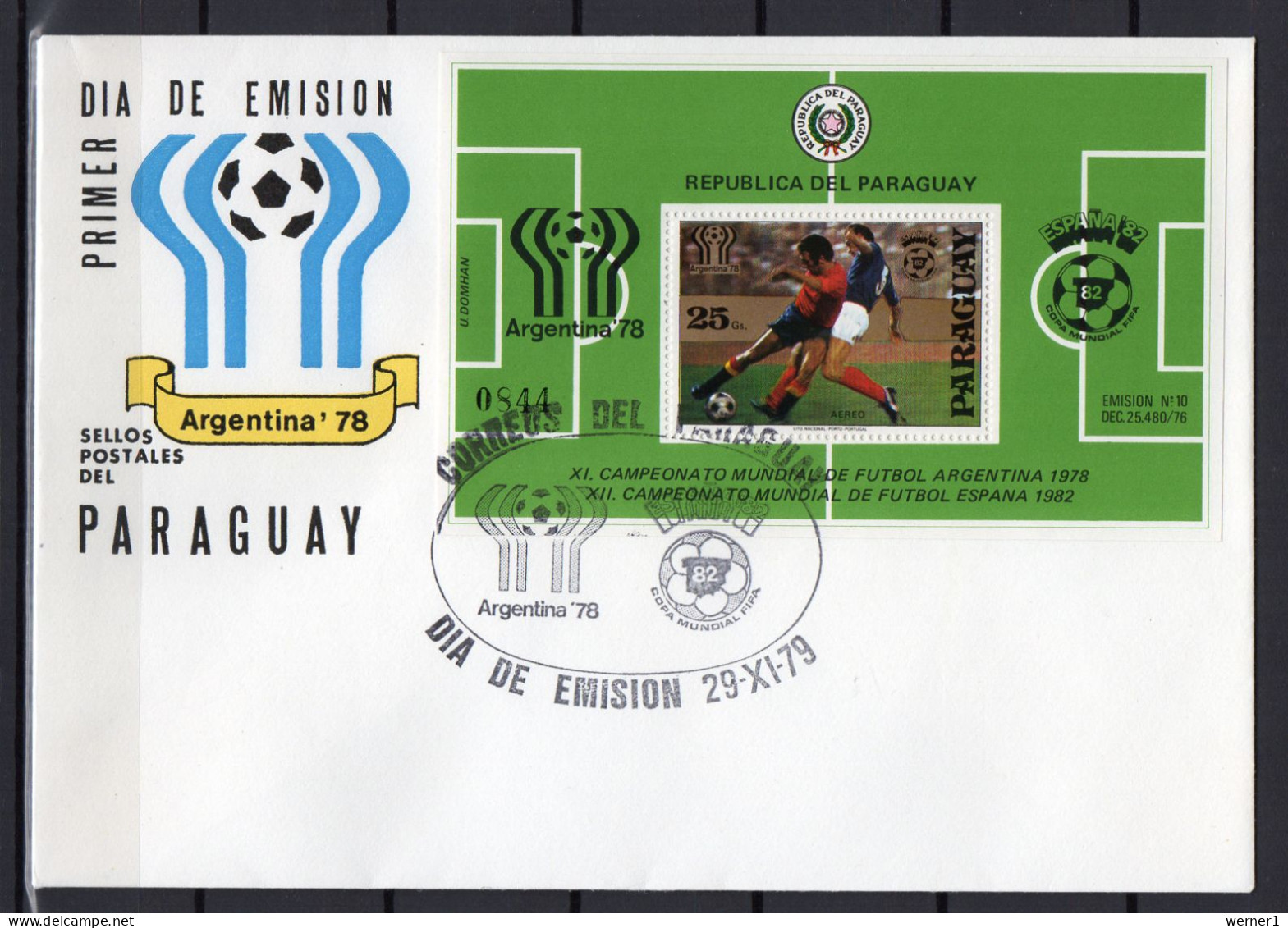 Paraguay 1979 Football Soccer World Cup S/s On FDC - 1978 – Argentina