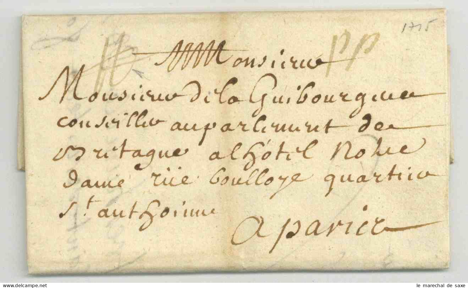 Ancenis 1715 Pour Paris Port Payé Etc. - 1701-1800: Voorlopers XVIII