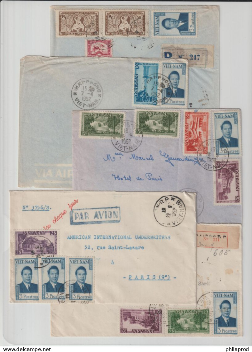 VIETNAM-INDOCHINE   Lot 5  COVERS  BAO DAI  - 2 Reg. +  3 Ordinary  Letters   Ref MM - Vietnam
