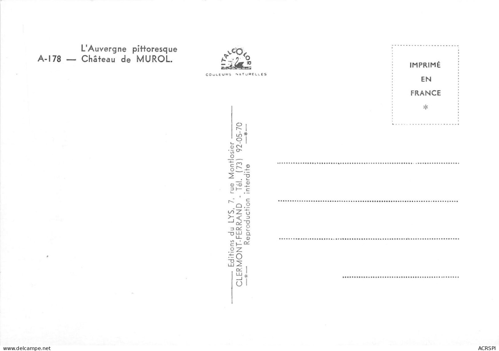 Chateau De Murol 25  (scan Recto-verso) OO 0917 - Otros & Sin Clasificación