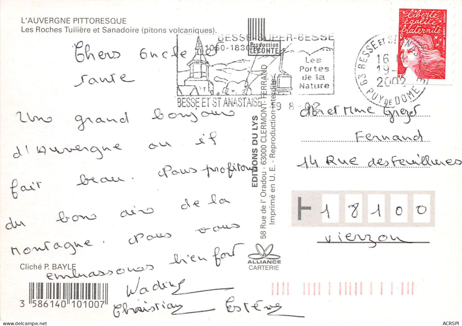 63 Le Mont-Dore Les Roches Tuilière Et Sanadoire   7  (scan Recto-verso) OO 0917 - Le Mont Dore