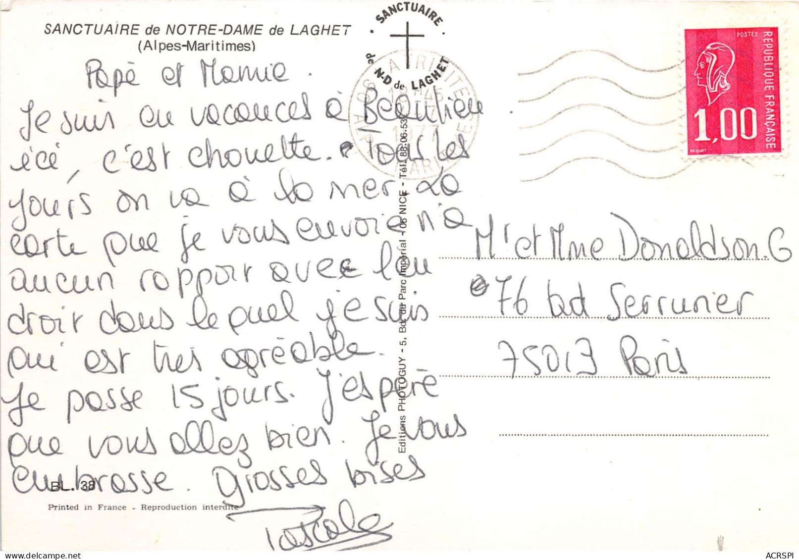 LA TRINITE  Sanctuaire De Notre Dame De LAGHET  1(scan Recto-verso) OO 0916 - Sonstige & Ohne Zuordnung
