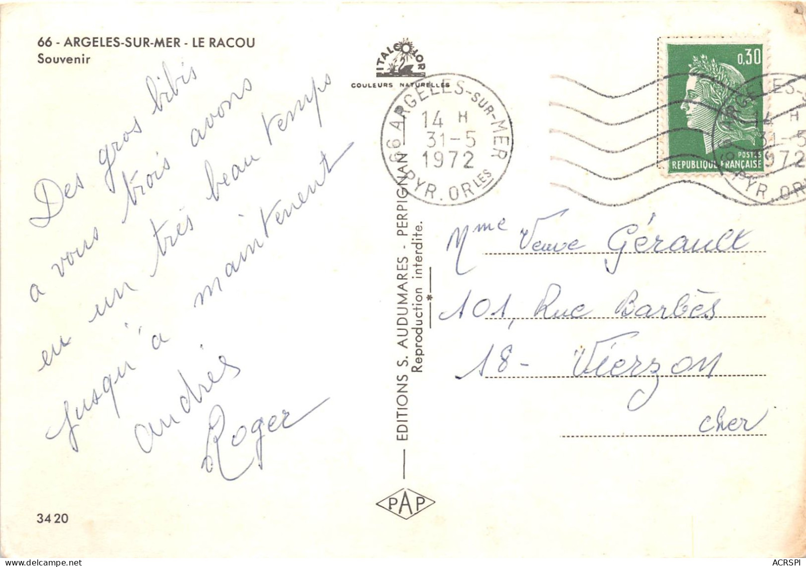 ARGELES Plage   Souvenir 23  (scan Recto-verso) OO 0912 - Argeles Sur Mer