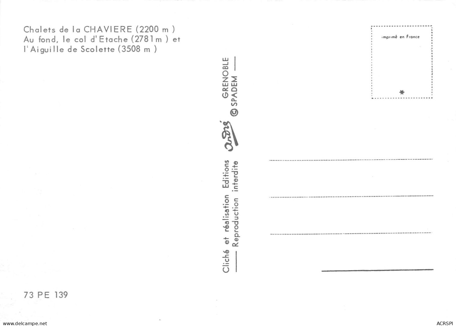 73 - Modane  COL DE LA VANOISE - CHALETS DE CHAVIERE   4  (scan Recto-verso) OO 0911 - Modane