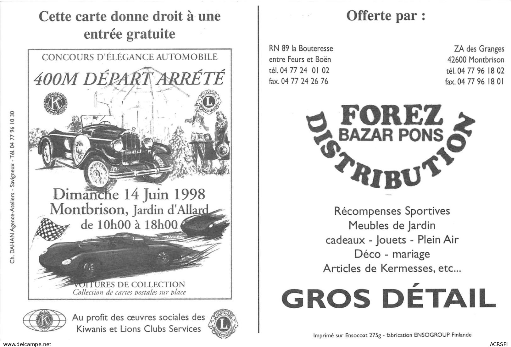 MONTBRISON Forez Bazar Pons BUGATTI 35 Et 37 Carte Numero  35  (scan Recto-verso) OO 0908 - Montbrison