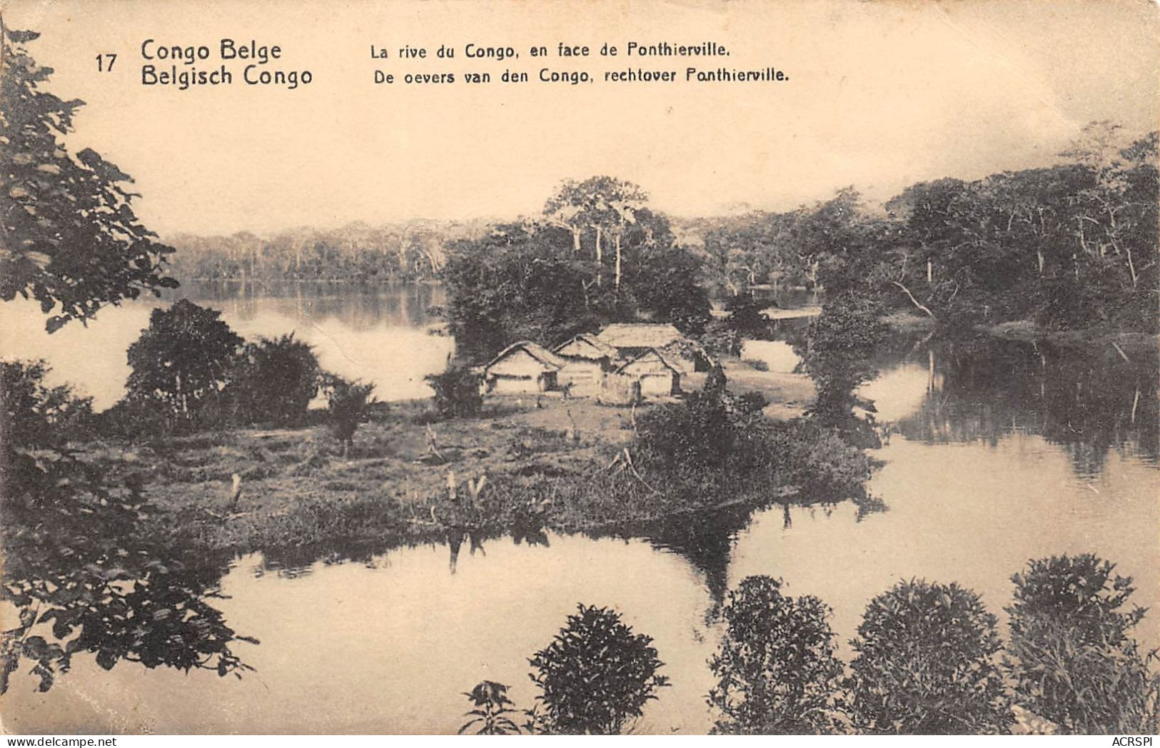CONGO BELGE LA RIVE DU CONGO EN FACE DE PONTHIERVILLE (scan Recto-verso) OO 0970 - Belgisch-Congo