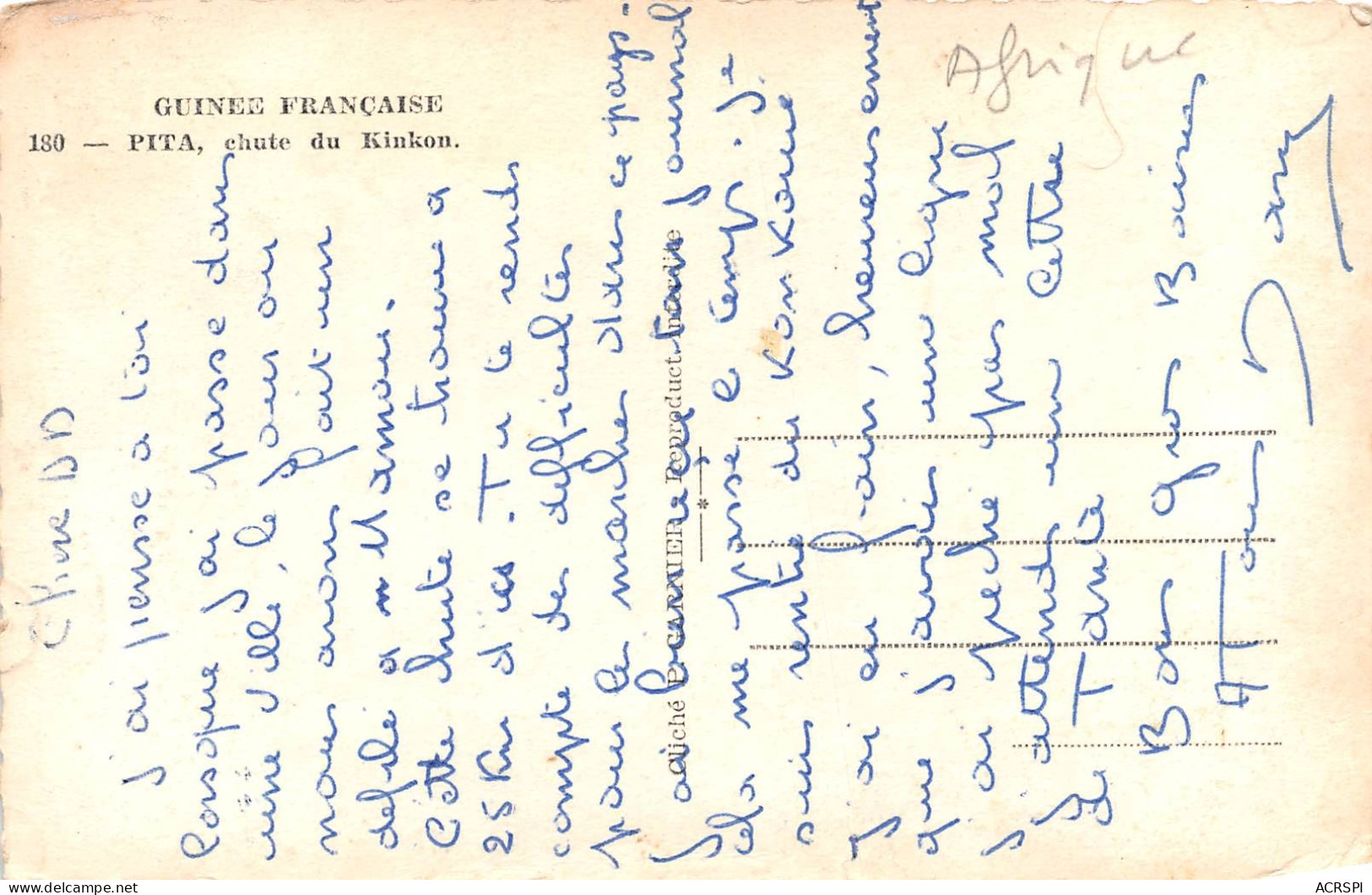 GUINEE Francaise  Pita Chute Du Kinkon  (scan Recto-verso) OO 0963 - Französisch-Guinea