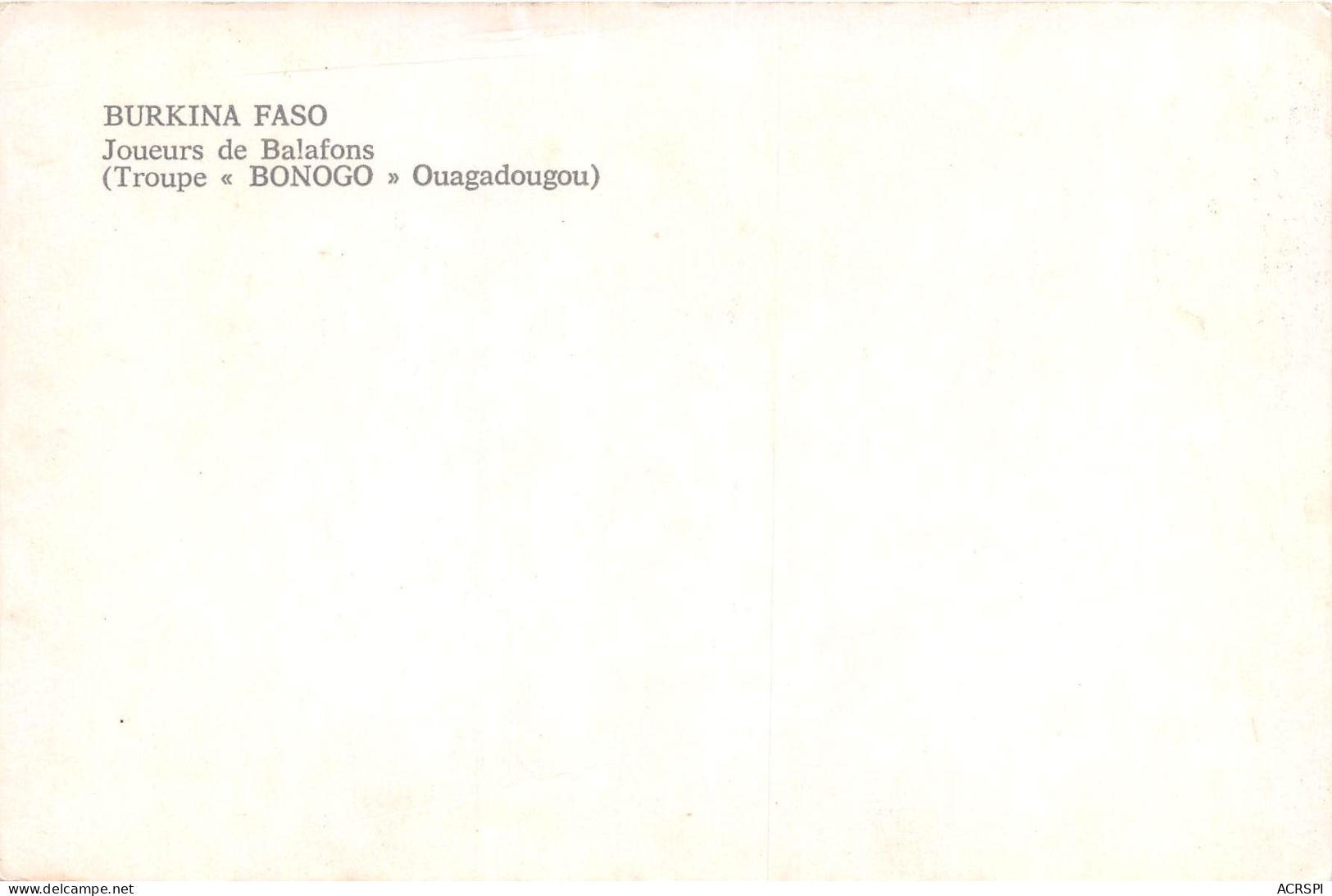 BURKINA FASO Haute Volta  Joueurs BALAFONISTE BONOGO Ouagadougou Balafon (scan Recto-verso) OO 0962 - Burkina Faso