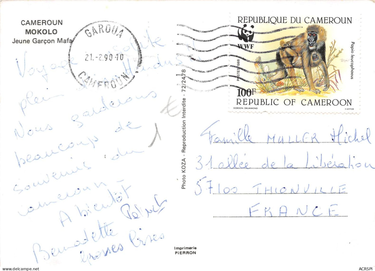 CAMEROUN  Nord Cameroun - MOKOLO - Jeune Garçon Mafa  (scan Recto-verso) OO 0959 - Cameroon
