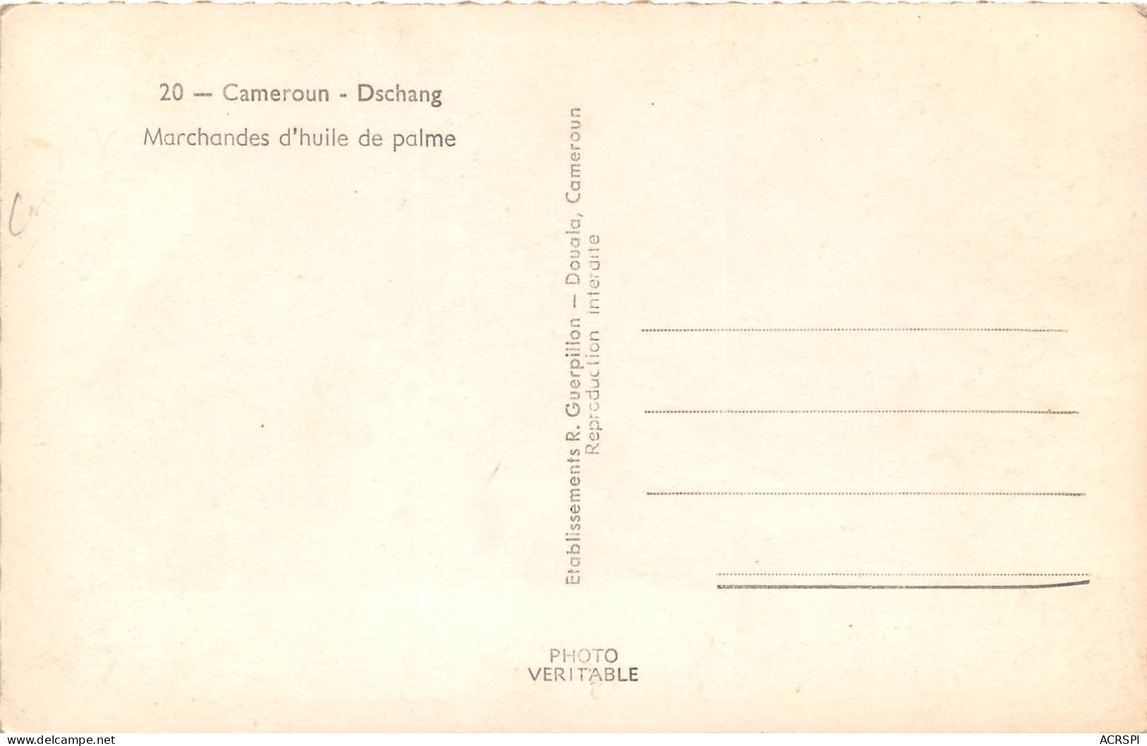 CAMEROUN Kamerun Dschang Marchandes D'huile De Palme  3  (scan Recto-verso) OO 0947 - Kameroen
