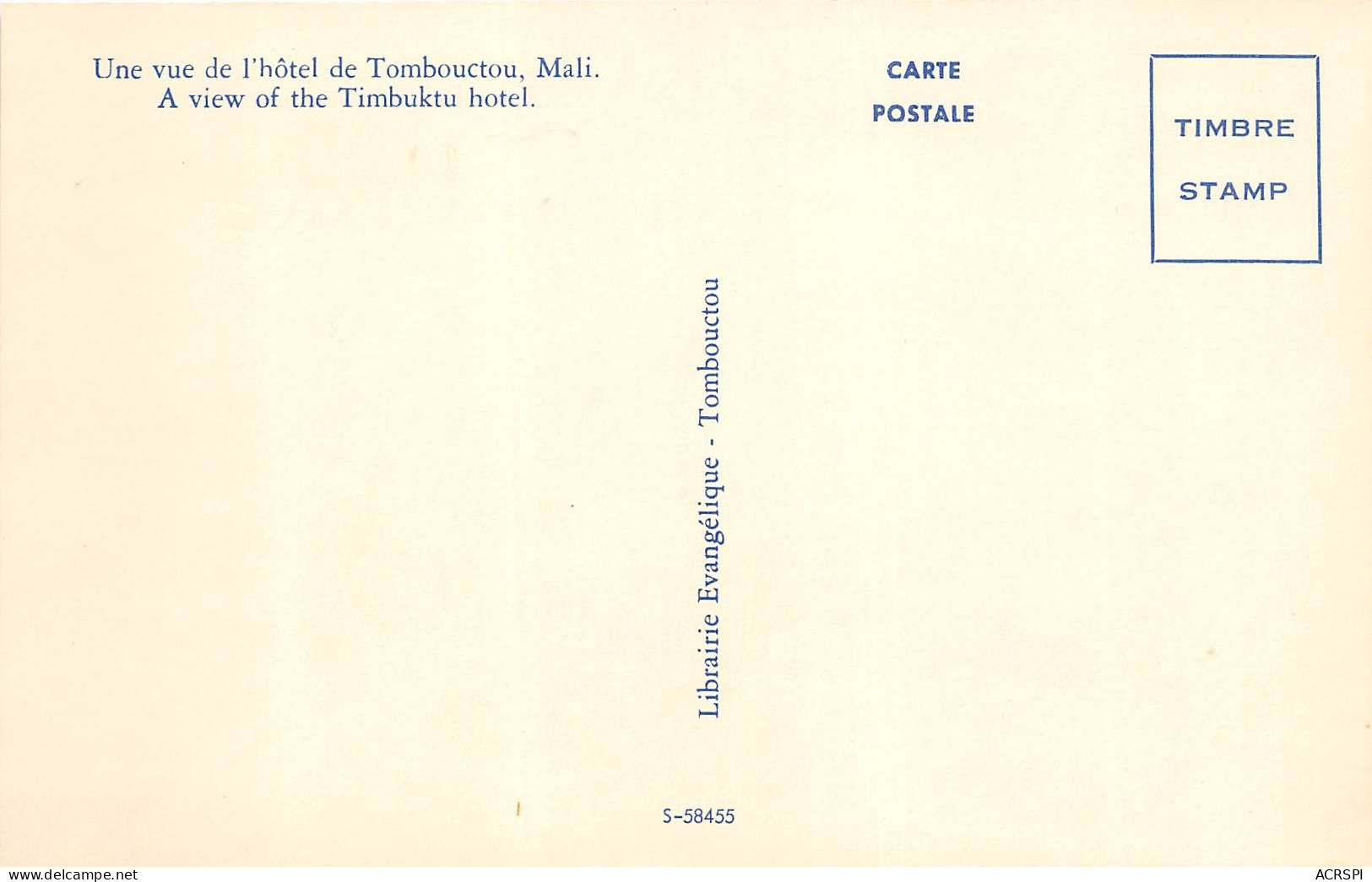 MALI  Soudan Francais TOMBOUCTOU UNE VUE DE L'HOTEL DE TOMBOUCTOU Carte Vierge (scan Recto-verso) OO 0937 - Mali