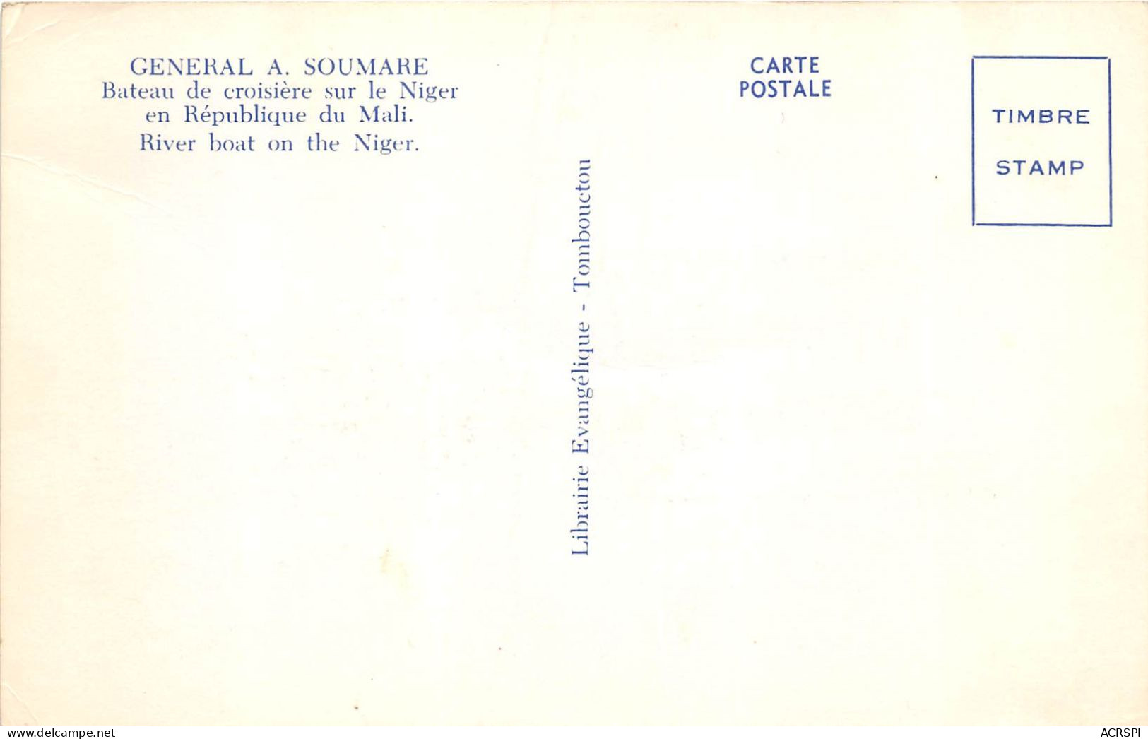 MALI  Soudan Francais   GAO CROISIERE SUR LE NIGER Navire GENERAL A. SOUMARE 2  (scan Recto-verso) OO 0937 - Mali