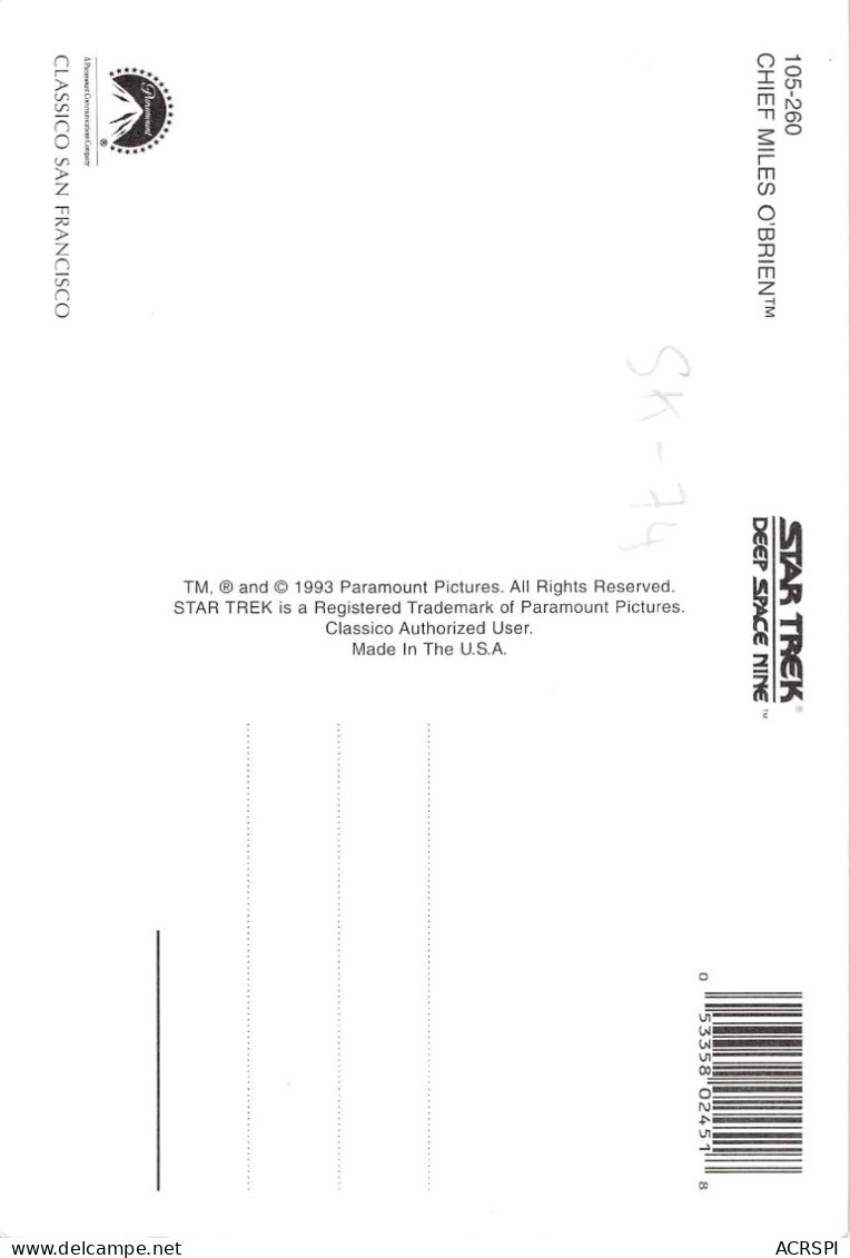 STAR TREK  Lieutenant  Chief Miles O'BRIEN  Deep Space Nine  Cinema  Series Acteurs Sk 74 (scan Recto-verso) OO 0999 - Series De Televisión