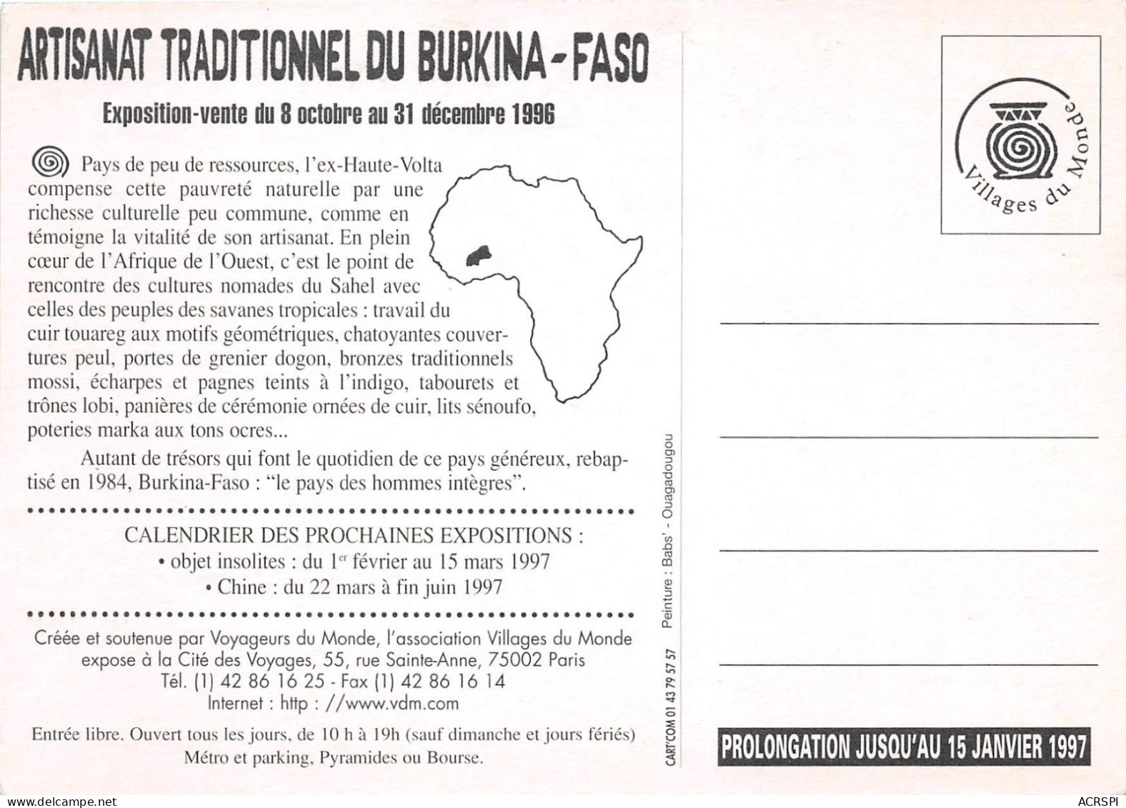 HAUTE VOLTA Artisanat Traditionnel Du BURKINA FASO  (scan Recto-verso) OO 0996 - Burkina Faso
