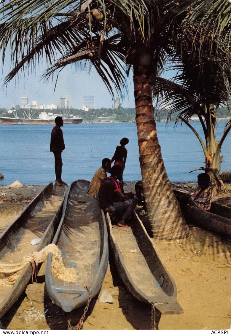 ABIDJAN Cote D'ivoire Scene De Lagune Pirogue Barque  (scan Recto-verso) OO 0996 - Costa De Marfil