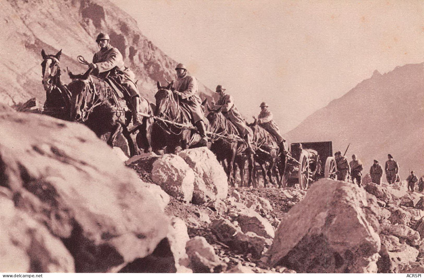 Recherche D'une Position De Batterie En Montagne  Chevaux (scan Recto-verso) OO 0989 - Maniobras