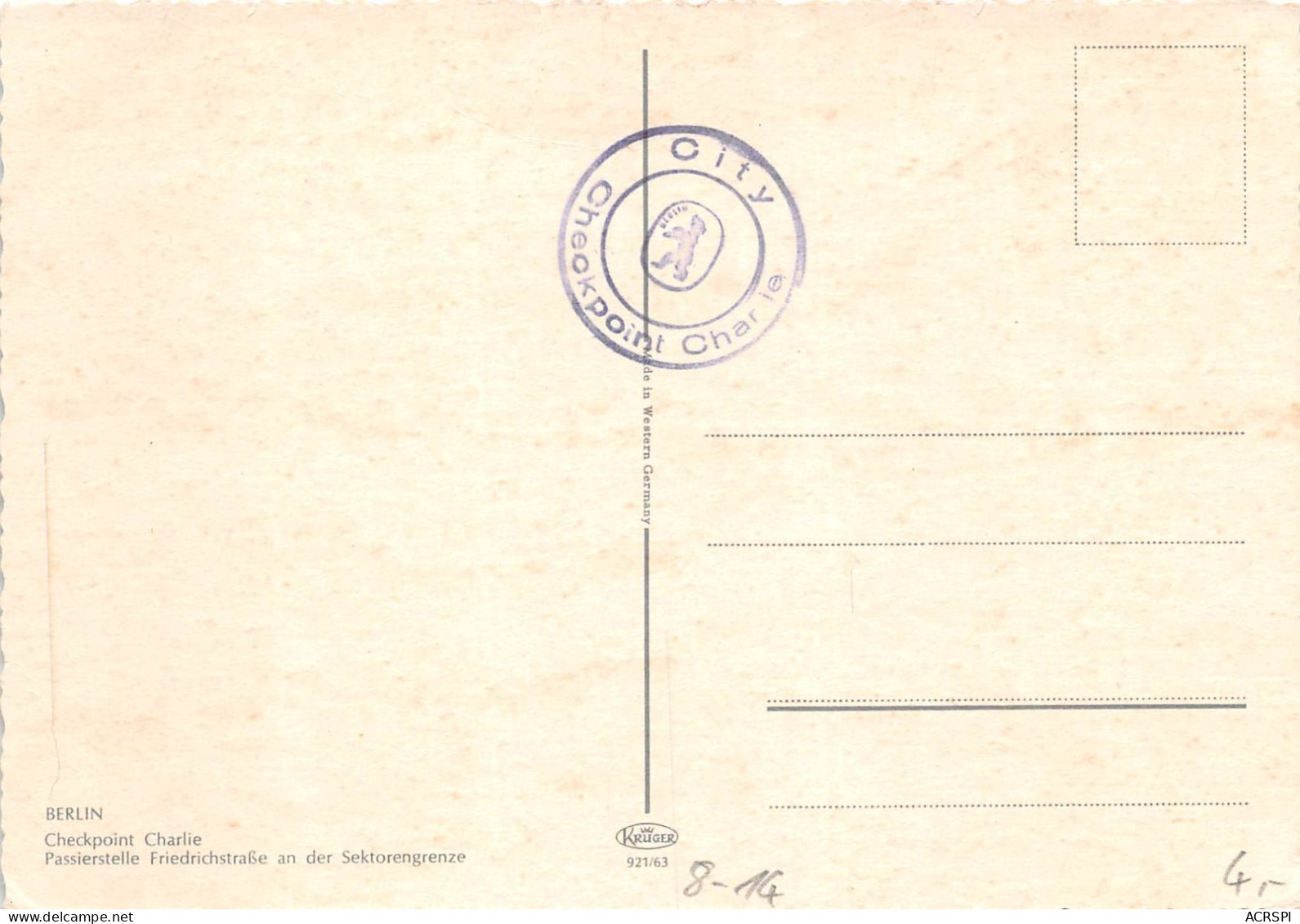 BERLIN Checkpoint Charlie Passierstelle Friedrichstrabe An Der Sektorengrenze OO 0978 - Mur De Berlin