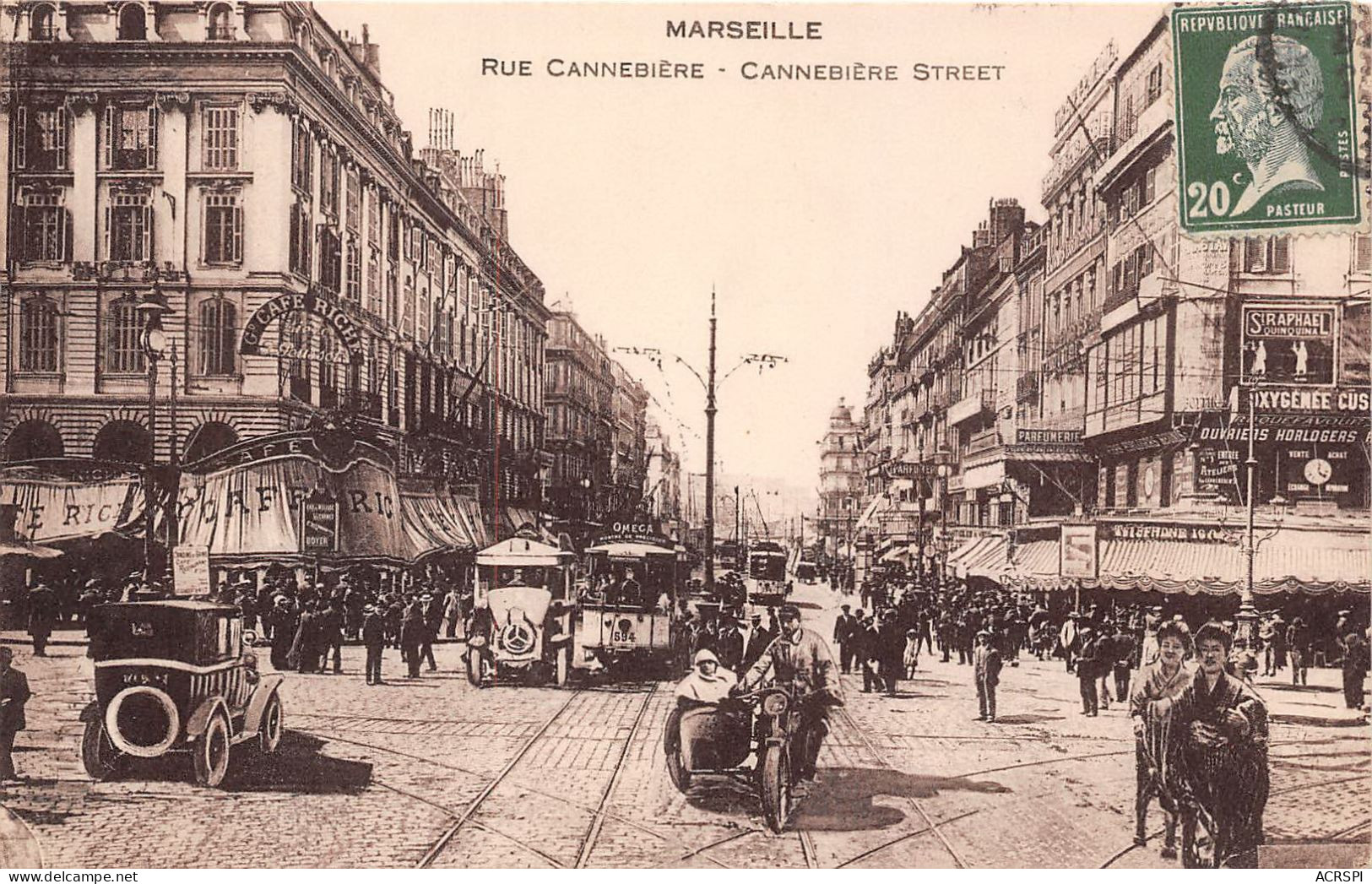MARSEILLE SIDE CAR RUE CANNEBIERE   (scan Recto-verso) OO 0975 - Canebière, Stadscentrum