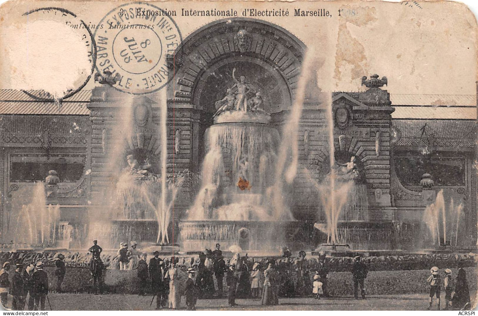MARSEILLE Exposition Internationale D'Electricité- Fontaines Lumineuses 8 Juin 1908   (scan Recto-verso) OO 0975 - Vieux Port, Saint Victor, Le Panier
