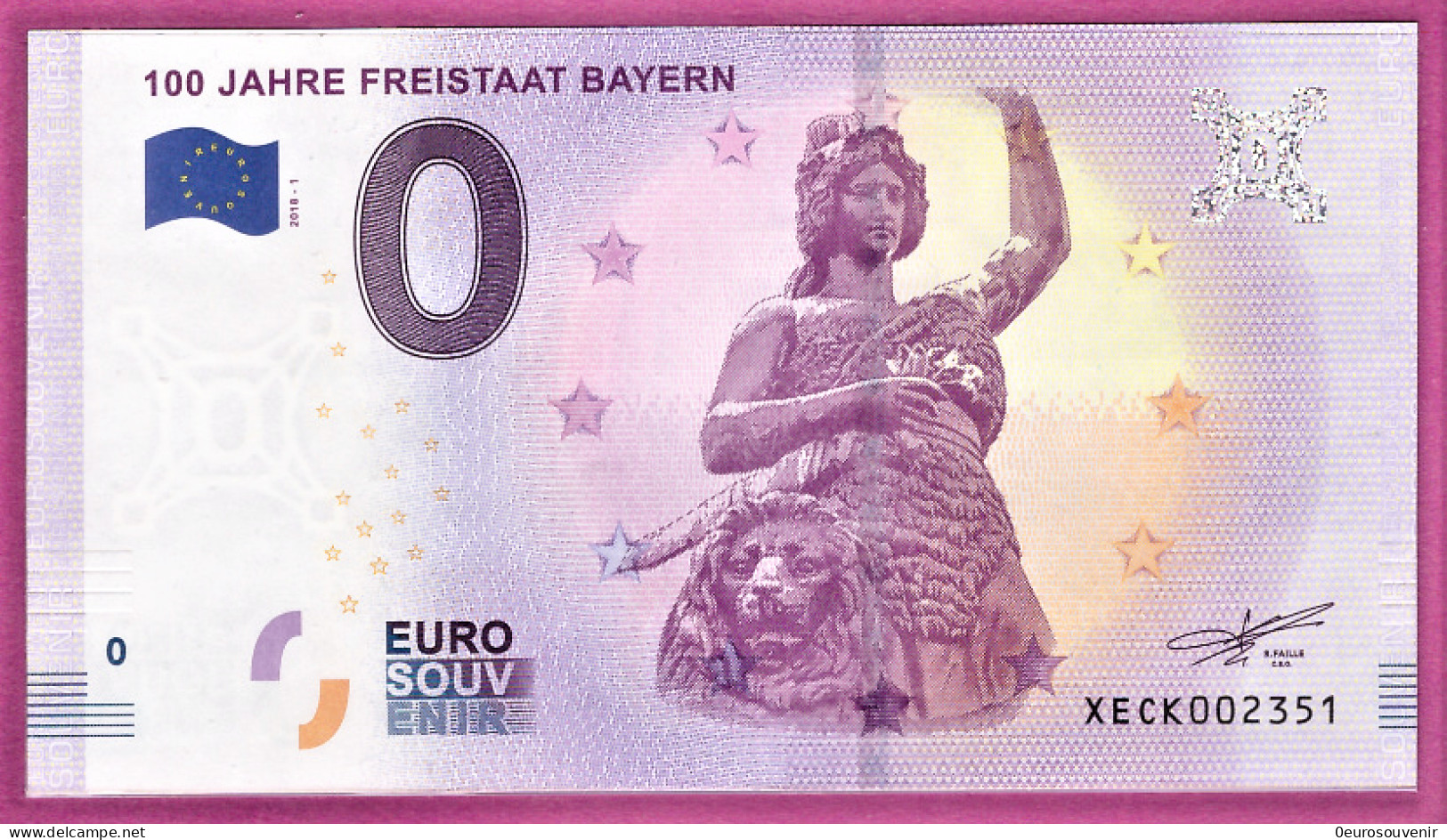 0-Euro XECK 2018-1 100 JAHRE FREISTAAT BAYERN - Private Proofs / Unofficial
