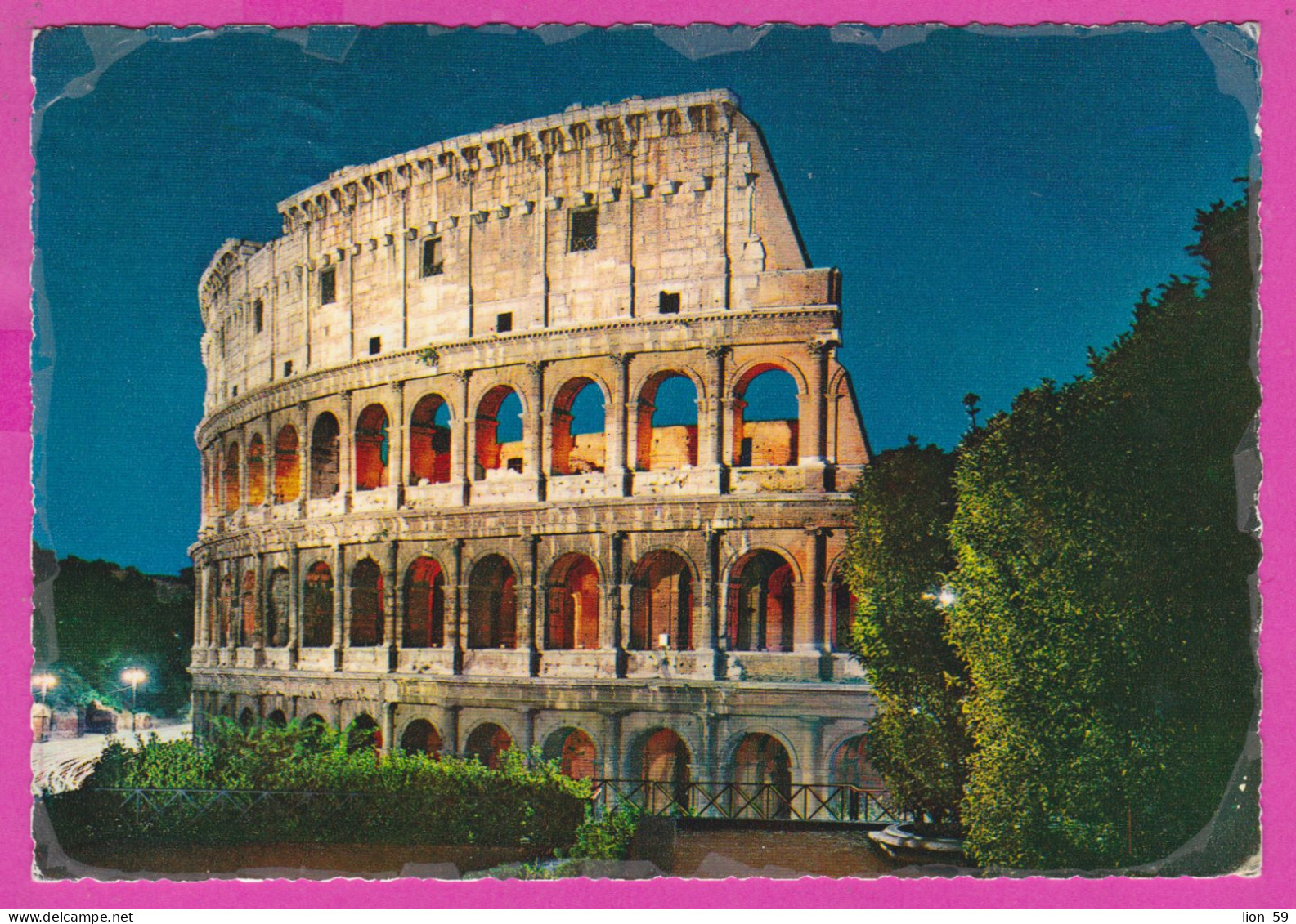 293941 / Italy - ROMA DI NOTTE Colosseo Flavios Amphitheatre Or Colosseum PC 1971 USED - 25 L Coin Of Syracuse - 1971-80: Poststempel