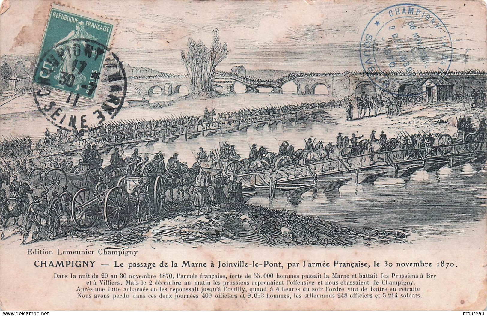 94* CHAMPIGNY   Passage De La Marne – Armee Francaise 30-11-1870    RL45,0650 - Guerres - Autres