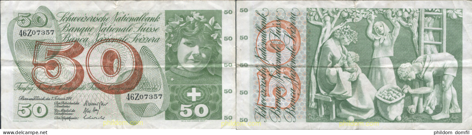 8676 SUIZA 1969 SWITZERLAND 50 FRANCS 1969 SIGNATURA 45 - Schweiz