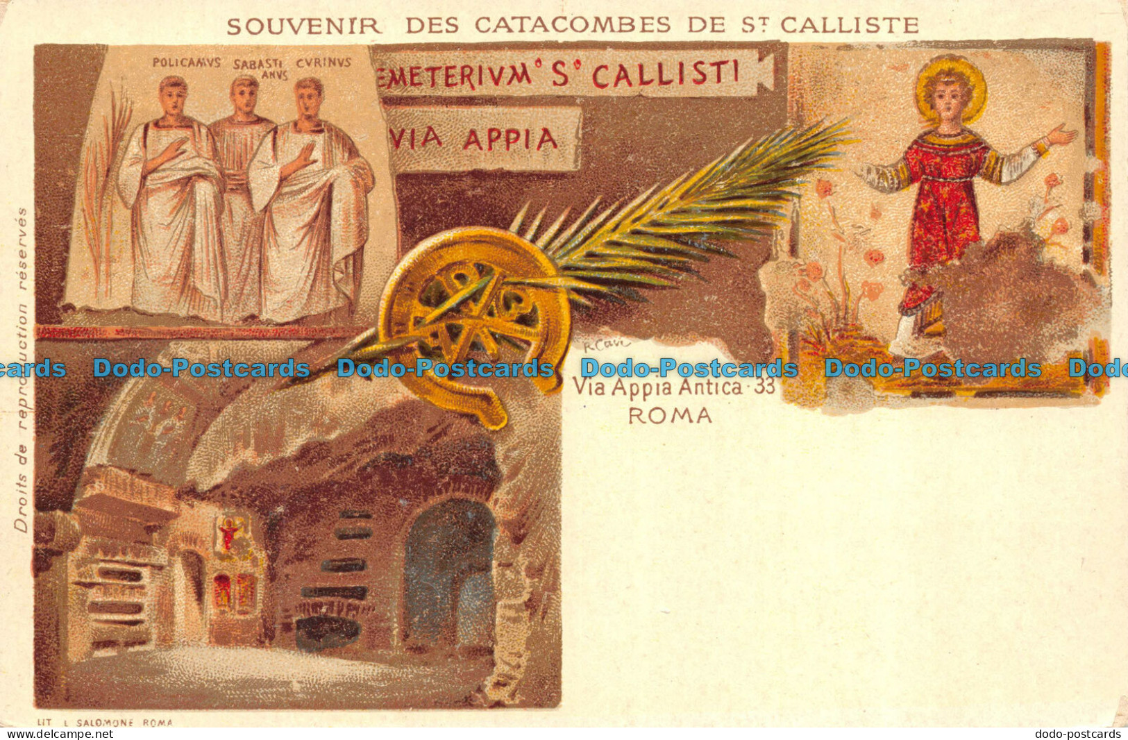 R061279 Souvenir Des Catacombes De St. Calliste. Via Appia Antica 33. Roma - World