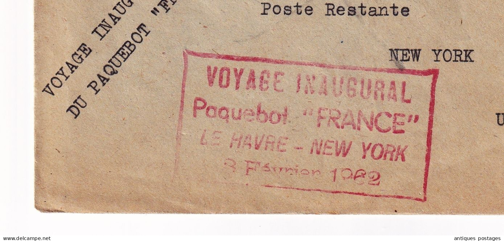 Lettre 3 Février 1962 Paris Voyage Inaugural Paquebot France Le Havre New York U.S.A. - Storia Postale