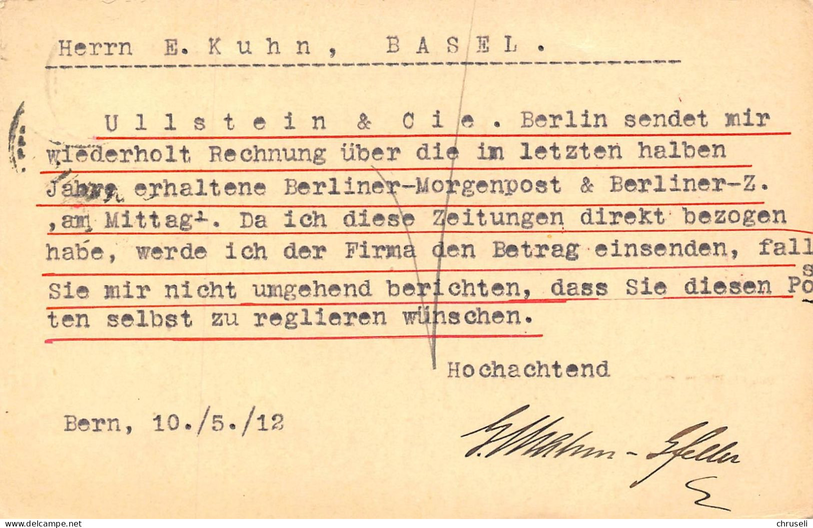 Bern Cigarren- Spezialgeschäft G.Strahm- GfellerFirmen Gewerbestempel Besonderheiten - Stamped Stationery