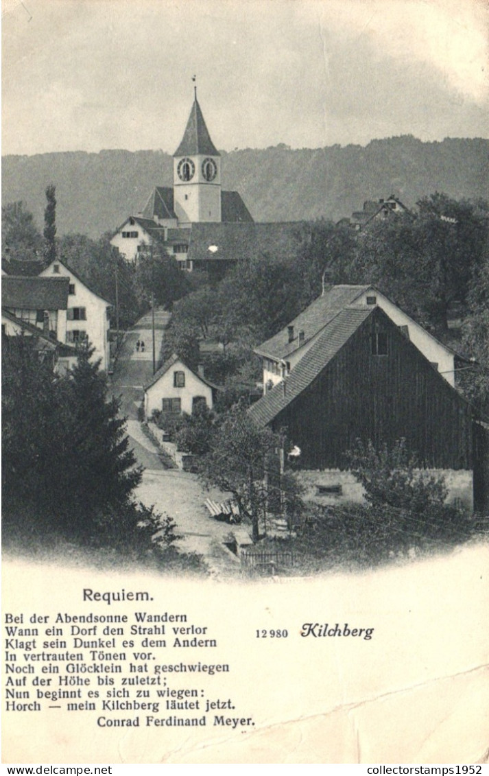 KILCHBERG, ZURICH, ARCHITECTURE, CHURCH, TOWER, SWITZERLAND, POSTCARD - Kilchberg