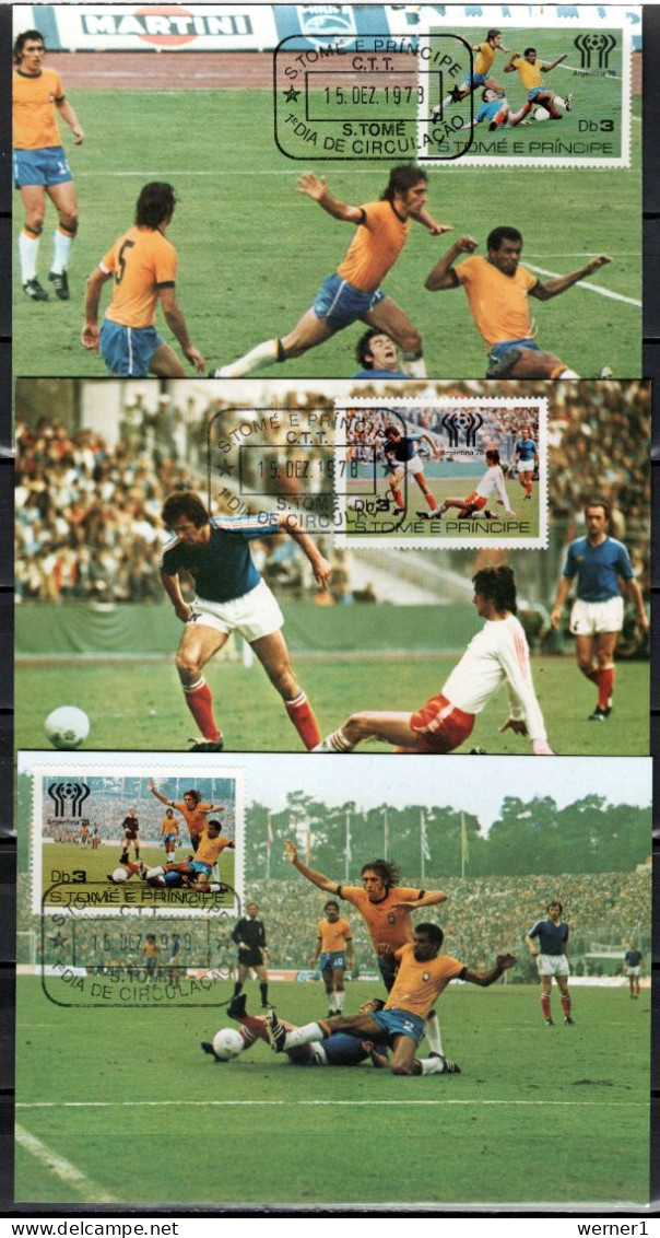 Sao Tome E Principe (St. Thomas & Prince) 1978 Football Soccer World Cup Set Of 7 Maximumcards - 1978 – Argentine