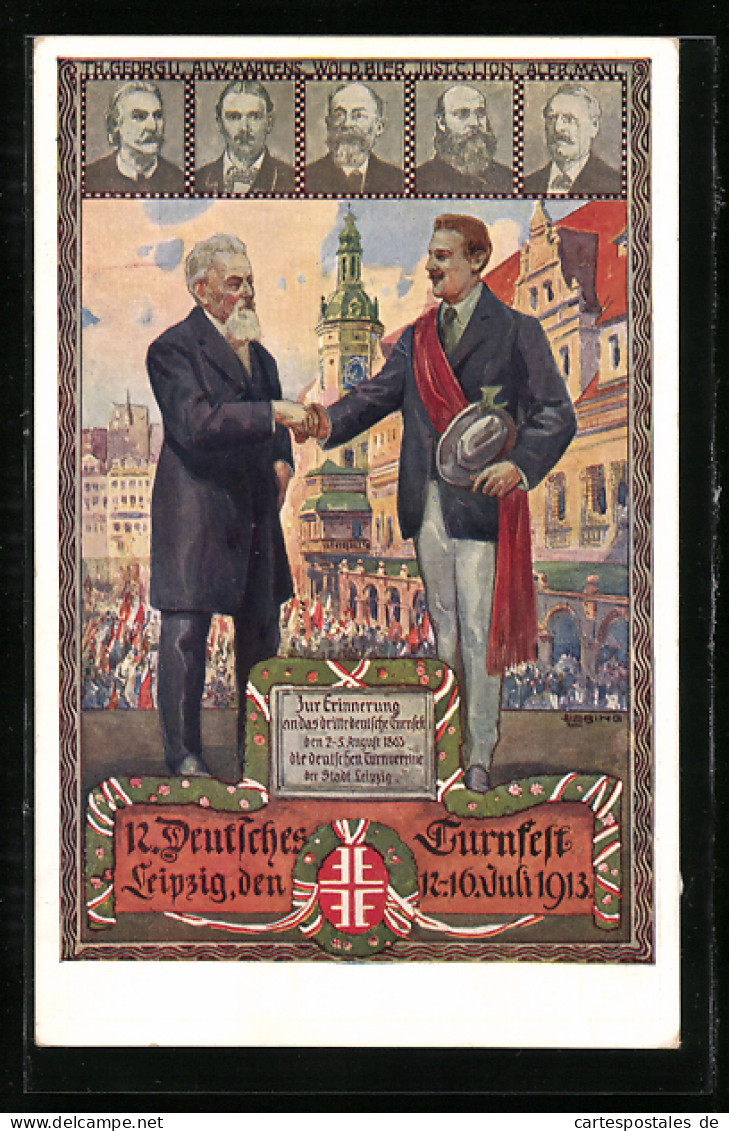 AK Leipzig, 12. Deutsches Turnfest, Juli 1913, Karte Nr. 5, Herz Und Hand Dem Vaterland  - Other & Unclassified