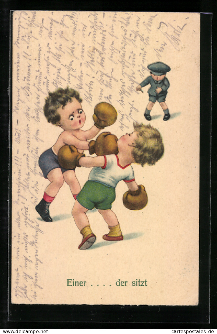 AK Boxkampf, Kleine Boxer Mit Schiedsrichter, Kinnhaken  - Boxe