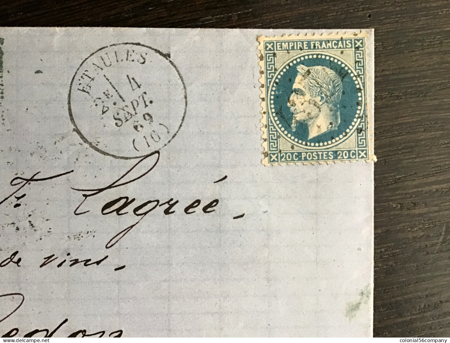 N°29 GC 4374 + T.16 ETAULES (16) / Lettre (1869) Pour REDON. CHARENTE MARITIME. TTB - 1849-1876: Periodo Clásico