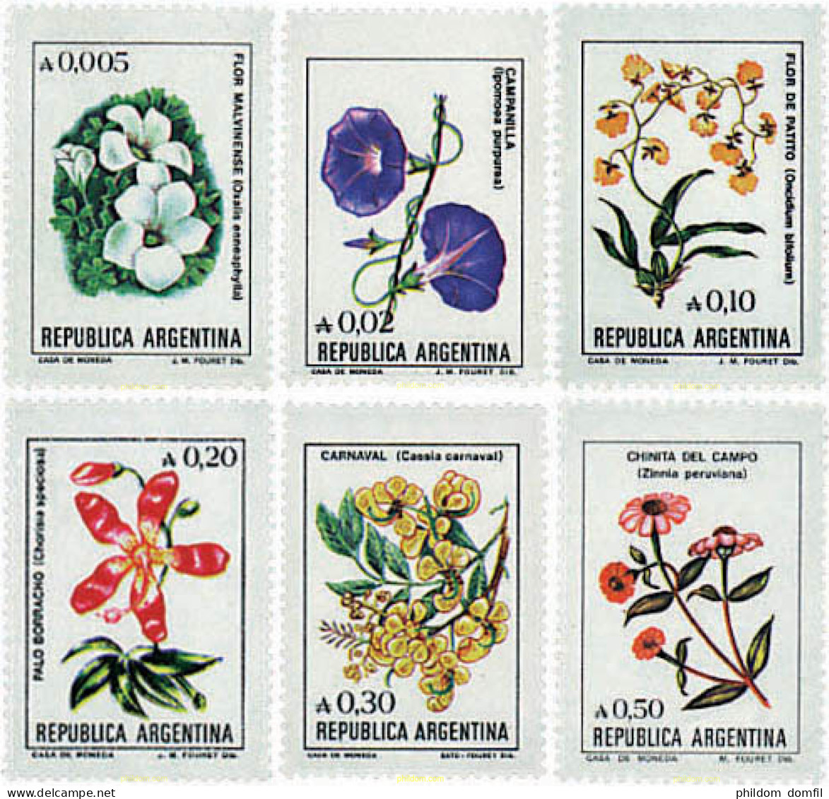 730433 MNH ARGENTINA 1985 SERIE CORRIENTE. FLORES - Unused Stamps
