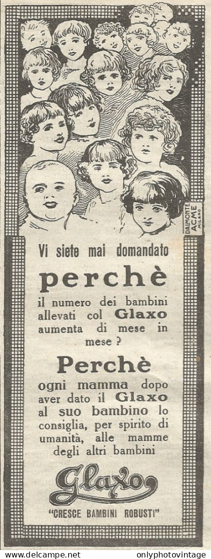 W1315 GLAXO Cresce Bambini Robusti - Pubblicità 1926 - Vintage Advert - Werbung